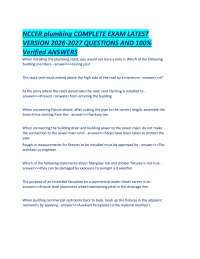 NCCER plumbing COMPLETE EXAM LATEST VERSION 2026-2027 QUESTIONS AND 100% Verified ANSWERS.