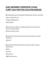 LEAD ABATEMENT SUPERVISOR 2 EXAM SCRIPT 2026 PRACTICE SOLUTION BUNDL
