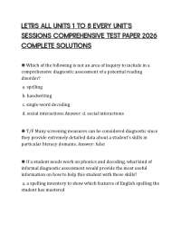LETRS ALL UNITS 1 TO 8 EVERY UNIT’S SESSIONS COMPREHENSIVE TEST PAPER 2026 COMPLETE SOLUTI