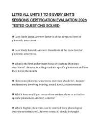 LETRS ALL UNITS 1 TO 8 EVERY UNIT’S SESSIONS CERTIFICATION EVALUATION 2026 TESTED QUESTION