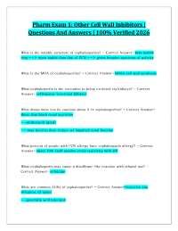 Pharm Exam 1- Other Cell Wall Inhibitors - Questions And Answers - 100% Verified 2026