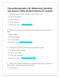 Chronotherapeautics ( Dr. Mahdavian) - Questions And Answers 100% Verified Solution (A+ Gr