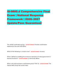 IS-0800.d Comprehensive Final Exam | National Response Framework | 2026–2027 Update/Pass
