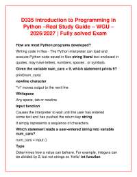 D335 Introduction to Programming in Python –Real Study Guide – WGU – 2026/2027 | Fully s
