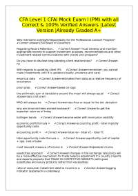 CFA Level 1 CFAI Mock Exam I (PM) with all Correct & 100% Verified Answers |Latest Version