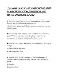 LOUISIANA LANDSCAPE HORTICULTURE STATE EXAM CERTIFICATION EVALUATION 2026 TESTED QUESTIONS