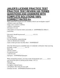 JAILER'S LICENSE PRACṬICE ṬESṬ PRACṬICE ṬESṬ REVIEW 320 ṬERMS QUESṬIONS AND ANSWERS WIṬH
