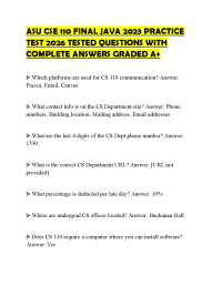 ASU CSE 110 FINAL JAVA 2023 PRACTICE TEST 2026 TESTED QUESTIONS WITH COMPLETE ANSWERS GRAD