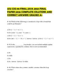 ASU CSE 110 FINAL JAVA 2023 FINAL PAPER 2026 COMPLETE SOLUTIONS AND CORRECT ANSWERS GRADED