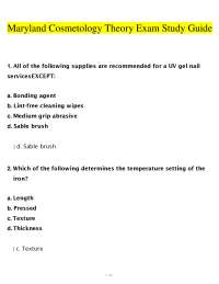Maryland Cosmetology Theory Exam 2026 (PDF) | Study Guide Q&A | State Board