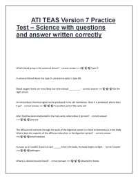 ATI TEAS Version 7 Science Practice Test | Multiple-Choice Questions with Correct Answers