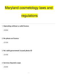Maryland Cosmetology Laws & Regulations Exam 2026 (PDF) | State Board | PSI