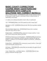 BASIC COUNTY CORRECTIONS COURSE WEEK1 QUESTIONS AND ANSWERS WITH COMPLETE SOLUTIONS 100%