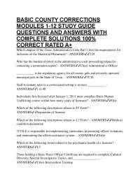 BASIC COUNTY CORRECTIONS MODULES 1-12 STUDY GUIDE QUESTIONS AND ANSWERS WITH COMPLETE S