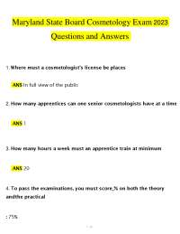 Maryland State Board Cosmetology Exam 2026 (PDF) | Licensing Laws | PSI / State Board