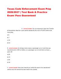 Texas Code Enforcement Exam Prep 2026/2027 | Test Bank & Practice Exam/ Pass Guaranteed