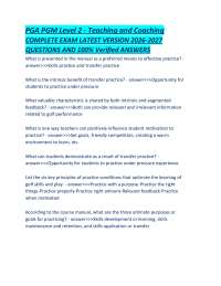 PGA PGM Level 2 - Teaching and Coaching COMPLETE EXAM LATEST VERSION 2026-2027 QUESTIONS A
