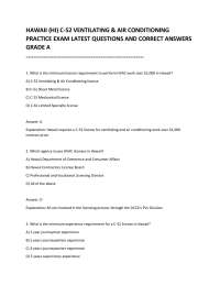 HAWAII (HI) C-52 VENTILATING & AIR CONDITIONING PRACTICE EXAM LATEST QUESTIONS AND CORREC
