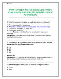 NORTH CAROLINA (NC) (H) GRADING & EXCAVATING EXAM 2026-2028 QUESTIONS AND ANSWERS | pdf