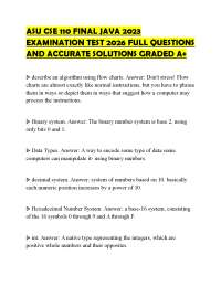 ASU CSE 110 FINAL JAVA 2023 EXAMINATION TEST 2026 FULL QUESTIONS AND ACCURATE SOLUTIONS GR