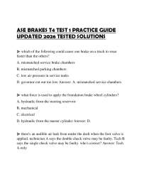 ASE BRAKES T4 TEST 1 PRACTICE GUIDE UPDATED 2026 TESTED SOLUTIONS