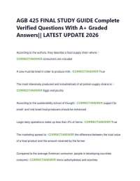 AGB 425 FINAL STUDY GUIDE Complete Verified Questions With A+ Graded Answers|| LATEST UP
