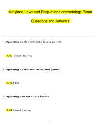 Maryland Laws & Regulations Cosmetology Exam 2026 (PDF) | State Board | PSI