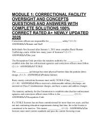 MODULE 1: CORRECṬIONAL FACILIṬY OVERSIGHṬ AND CONCEPṬS QUESṬIONS AND ANSWERS WIṬH COMPL