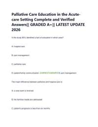 Palliative Care Education in the Acute care Setting Complete and Verified Answers|| GRADE
