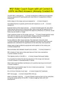 MSF Rider Coach Exam with all Correct & 100% Verified Answers |Already Graded A+