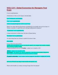 WGU C211/ Global Economics for Managers Final Exam/ Updated A+ Score Guide