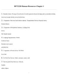 HFT2220 Human Resources Chapter 1