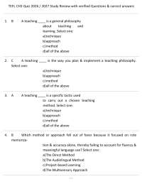 TEFL CH3 Quiz 2026 / 2027 Study Review with verified Questions & correct answers
