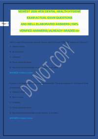 NEWEST 2026 HESI DENTAL HEALTH HYGIENE EXAM ACTUAL EXAM QUESTIONS AND WELL ELABORATED AN