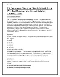 VA Contractor Class A or Class B Spanish Exam | Verified Latest Questions and Answers