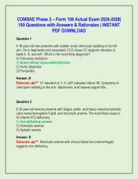 COMSAE Phase 2 – Form 109 Actual Exam 2026-2028| 150 Questions with Answers & Rationales