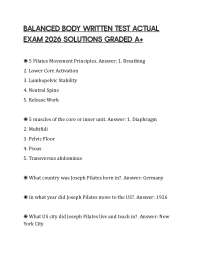 BALANCED BODY WRITTEN TEST ACTUAL EXAM 2026 SOLUTIONS GRADED A+
