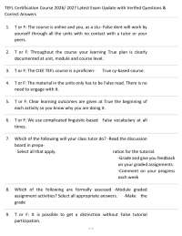 TEFL Certification Course 2026/ 2027 Latest Exam Update with Verifed Questions & Correct A