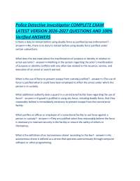 Police Detective Investigator COMPLETE EXAM LATEST VERSION 2026-2027 QUESTIONS AND 100% Ve