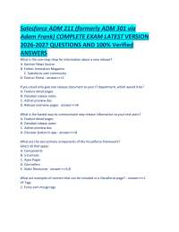 Salesforce ADM 211 (formerly ADM 301 via Adam Frank) COMPLETE EXAM LATEST VERSION 2026-202