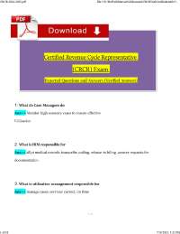 CRCR Exam 2026 (PDF) | Revenue Cycle Study Questions & Answers | HFMA
