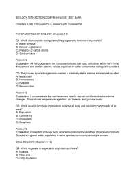 BIOLOGY 13TH EDITION COMPREHENSIVE TEST BANK Chapters 1-58 | 120 Questions & Answers with