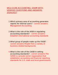 WGU D196 ACCOUNTING- EXAM WITH VERIFIED QUESTIONS AND ANSWERS 2026/2027