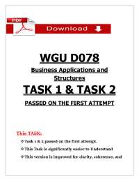WGU D078 Task 1 & Task 2 2026 (PDF) | Business Applications | Western Governors Univ