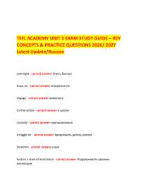 TEFL ACADEMY UNIT 5 EXAM STUDY GUIDE – KEY CONCEPTS & PRACTICE QUESTIONS 2026/ 2027 Lates