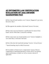 AZ OPTOMETRY LAW CERTIFICATION EVALUATION SET 2026 ANSWERS GUARANTEED PASS