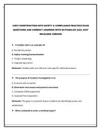 CHST CONSTRUCTION SITE SAFETY & COMPLIANCE PRACTICE EXAM QUESTIONS AND CORRECT ANSWERS