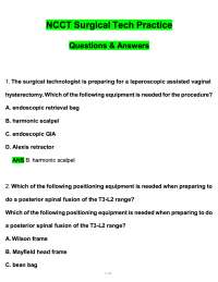 NCCT Surgical Tech Practice Exam 2026 Questions with 100% Correct Answers Complete A+ Grad