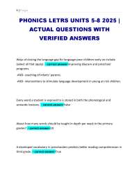 PHONICS LETRS UNITS 5-8 2025 | ACTUAL QUESTIONS WITH VERIFIED ANSWERS