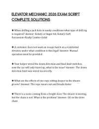 ELEVATOR MECHANIC 2026 EXAM SCRIPT COMPLETE SOLUTIONS